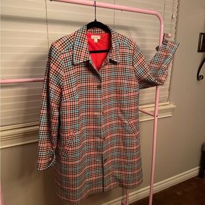J. Crew Multicolor Plaid Trench Coat